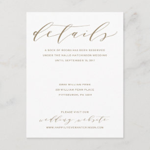D'accompagnement Carte Détails du Mariage de calligraphie   Or