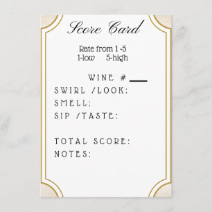 D'accompagnement Carte d'évaluation du vin