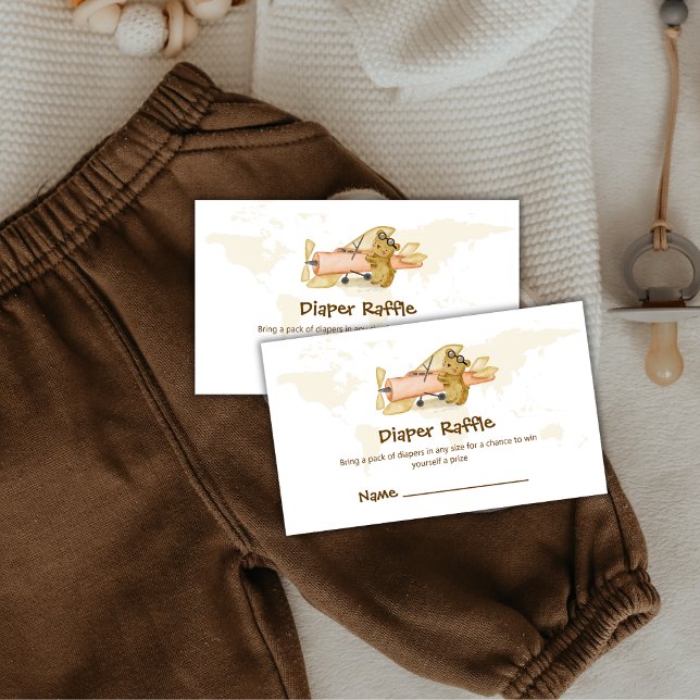 D'accompagnement Carte d'explorateur avion couche bébé Shower Bébé  (Explorer Map Airplane Diaper Raffle Baby Shower Enclosure Card)