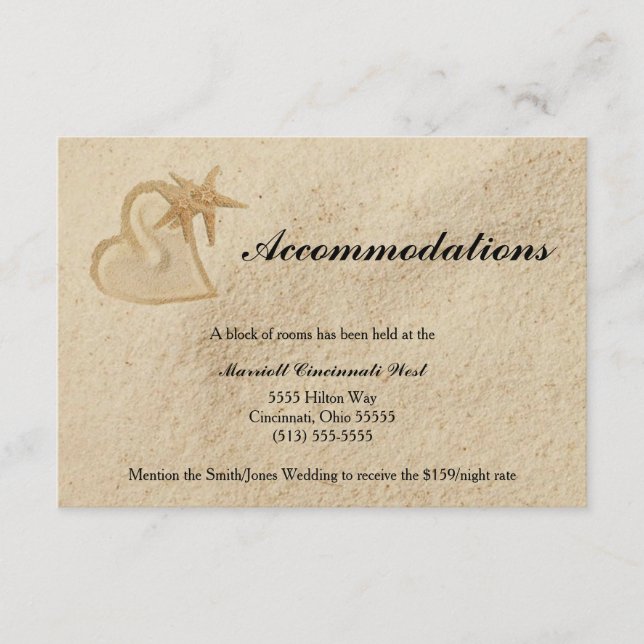 D'accompagnement Carte d'hébergement de mariage de destination de p (Devant)