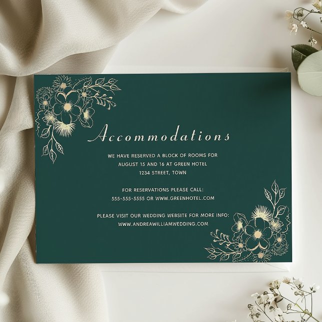 D'accompagnement Carte d'Hébergement de Mariage Vert Émeraude (Créateur téléchargé)
