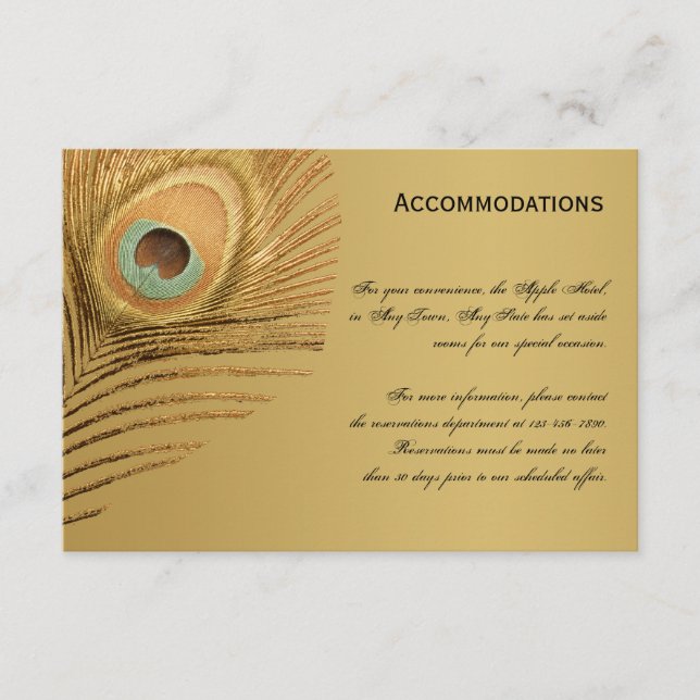 D'accompagnement Carte d'hébergement Golden Peacock (Devant)
