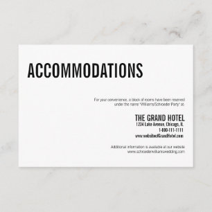 D'accompagnement Carte d'hébergement Mariage de typographie simple