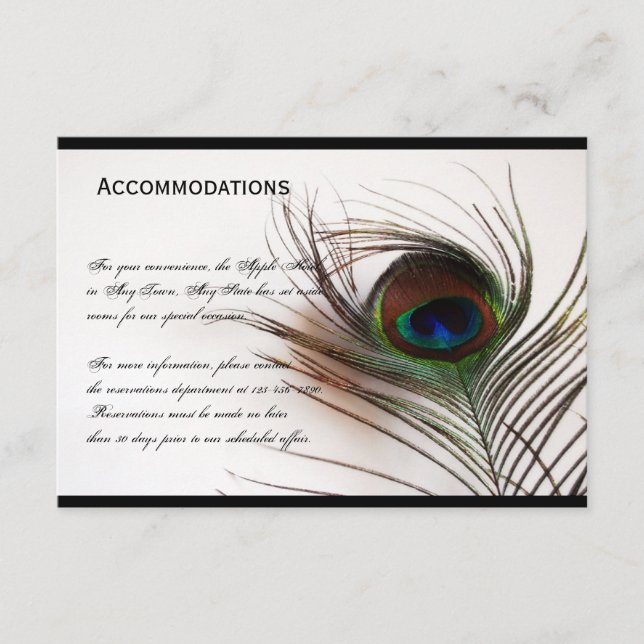D'accompagnement Carte d'hébergement Peacock Feather Glamor (Devant)