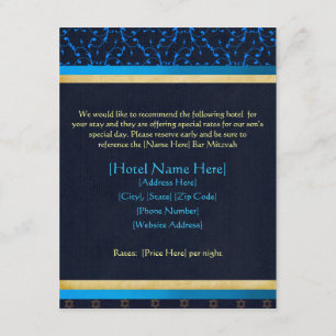 D'accompagnement Carte d'hébergement personnalisée Bar Mitzvah