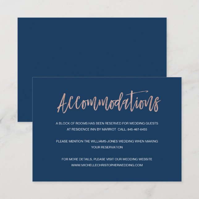 D'accompagnement Carte d'hébergement pour Mariages de la Marine et  (Devant / Derrière)