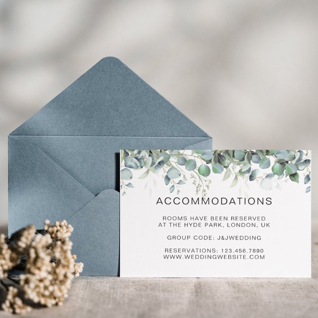 D'accompagnement Carte d'hôtel à la verdure d'eucalyptus simple (Simple Eucalyptus Greenery Wedding Party Supplies)