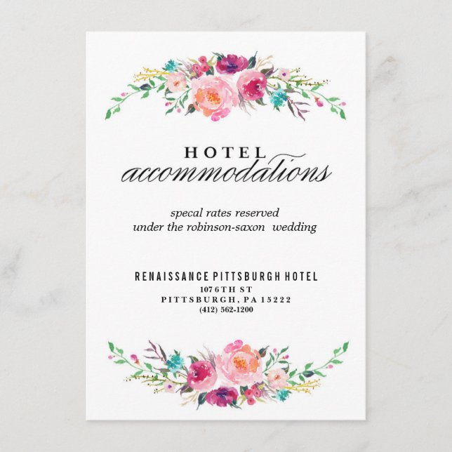 D'accompagnement Carte d'hôtel Bohemian Floral Mariage (Devant)
