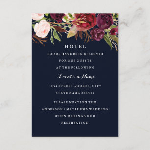 D'accompagnement Carte d'hôtel de mariage floral bordeaux automne