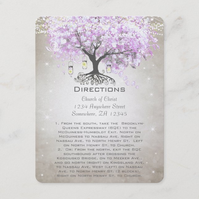 D'accompagnement Carte d'indications de mariage à l'arbre à feuille (Devant)