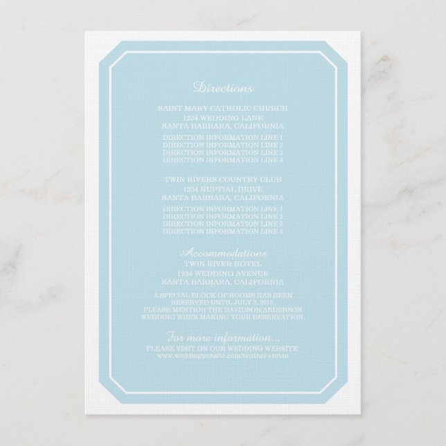 D'accompagnement Carte d'information Blue Simply Elegant (Devant)