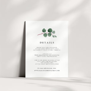 D'accompagnement Carte d'information de l'invité Eucalyptus Grove