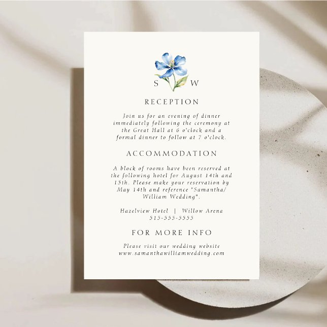 D'accompagnement Carte d'information de mariage aquarelle bleue (Créateur téléchargé)