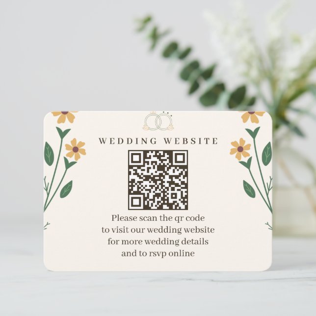 D'accompagnement Carte d'information de mariage aux fleurs sauvages (Debout devant)