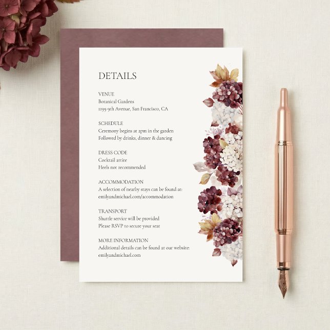 D'accompagnement Carte d'information de mariage aux hortensias de B (Créateur téléchargé)