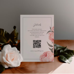 D'accompagnement Carte d'information de mariage aux pivoines aquare