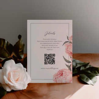 D'accompagnement Carte d'information de mariage aux pivoines aquare