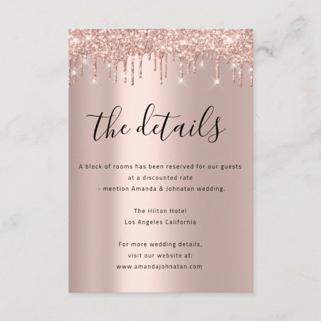 D'accompagnement Carte d'information de mariage avec détails d'étin (Devant)