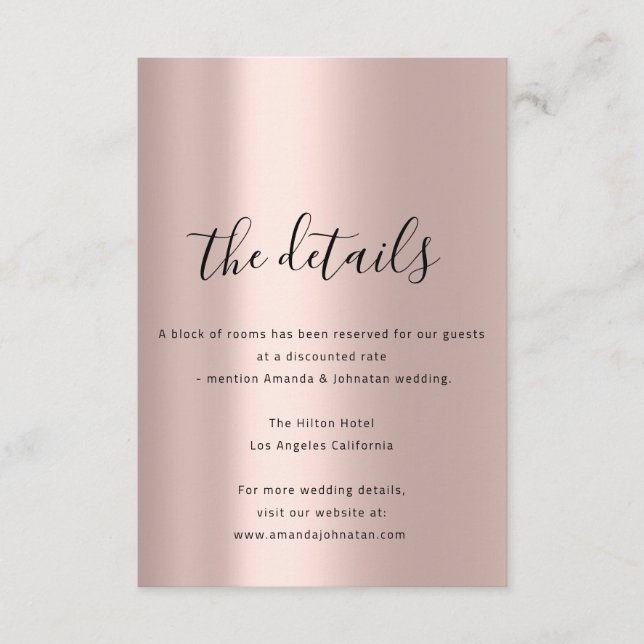 D'accompagnement Carte d'information de mariage avec rose (Devant)