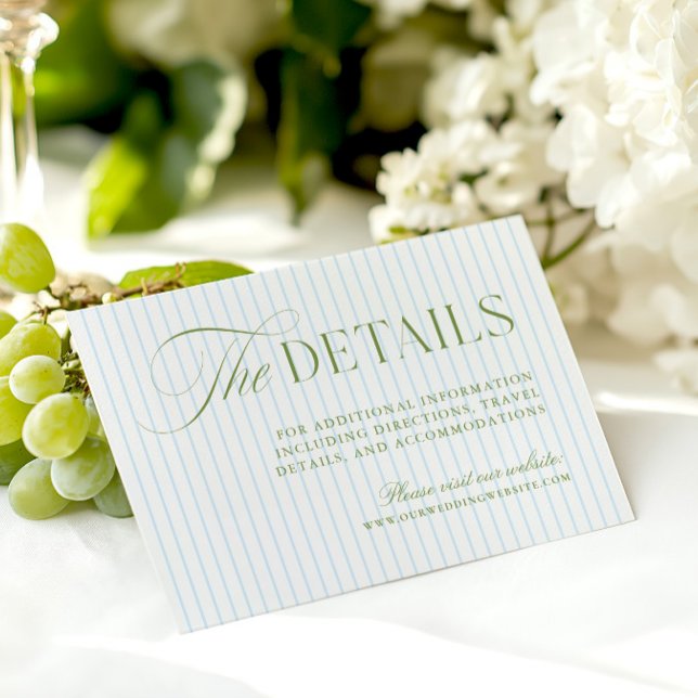 D'accompagnement Carte d'information de mariage avec site web, vert (Sage Green & Blue Wedding Website Enclosure Card)