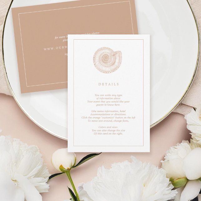 D'accompagnement Carte d'information de mariage Beige Sea Shell Bea (Créateur téléchargé)