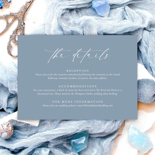 D'accompagnement Carte d'information de mariage bleu poussiéreux (Créateur téléchargé)