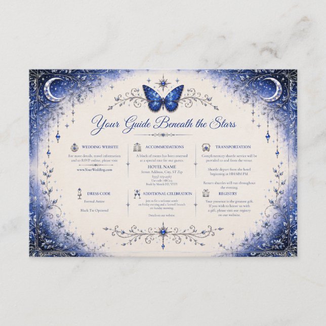 D'accompagnement Carte d'information de mariage Celestial Sapphire  (Devant)