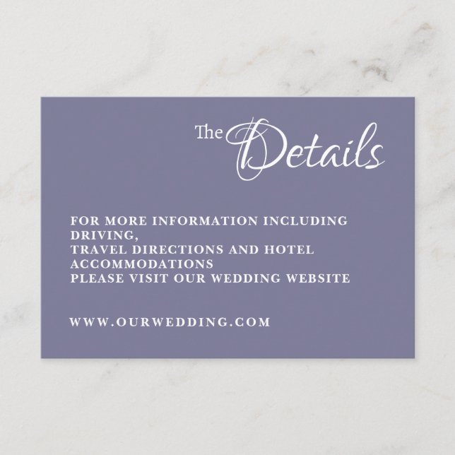 D'accompagnement Carte d'information de mariage Dusty Lavender (Devant)