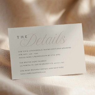 D'accompagnement Carte d'information de mariage éditoriale moderne
