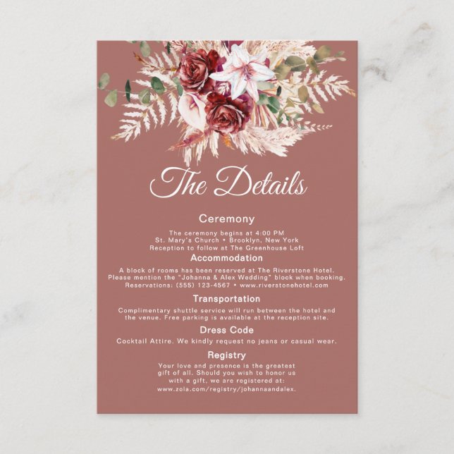 D'accompagnement Carte d'information de mariage élégante avec code  (Devant)