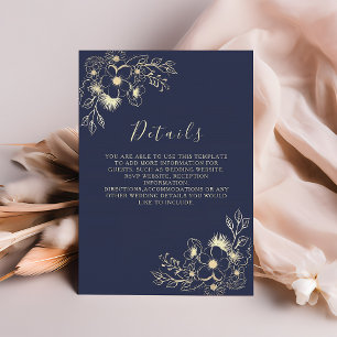 D'accompagnement Carte d'information de mariage élégante bleu marin