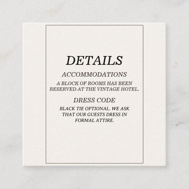 D'accompagnement Carte d'information de mariage élégante de style O (Devant)
