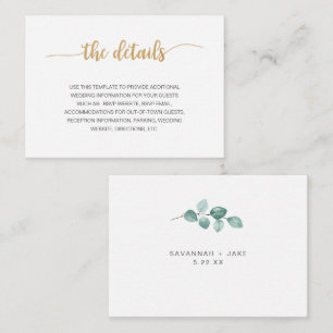 D'accompagnement Carte d'information de mariage élégante Eucalyptus