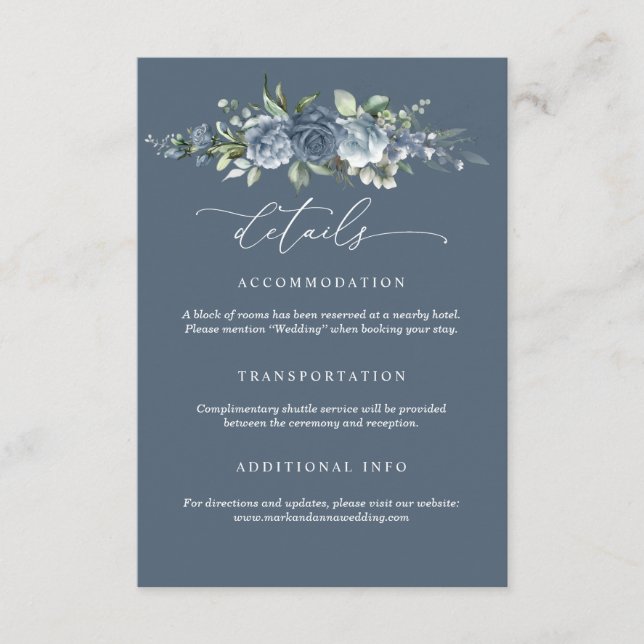 D'accompagnement Carte d'information de mariage élégante poussiéreu (Devant)