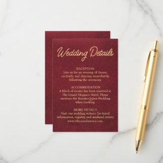 D'accompagnement Carte d'information de mariage en Bourgogne luxueu