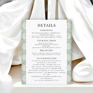 D'accompagnement Carte d'information de mariage en dentelle sauge c
