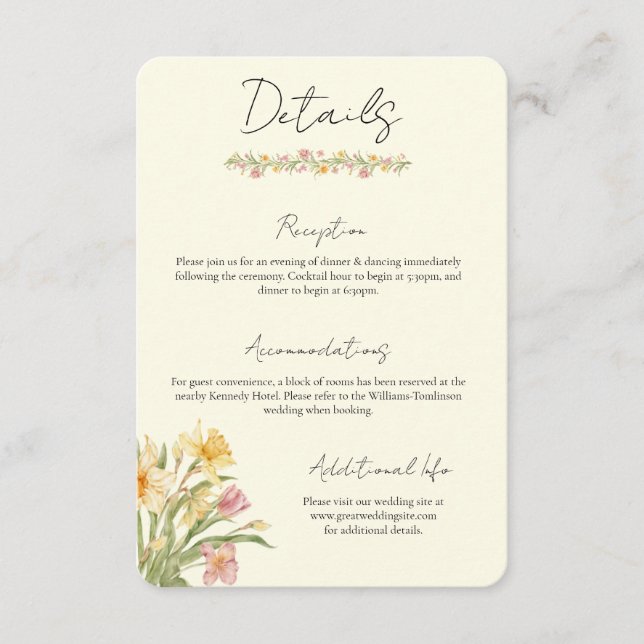 D'accompagnement Carte d'information de mariage Fleur de Narcisse d (Devant)