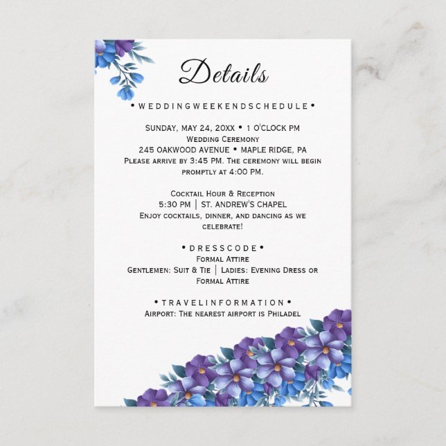 D'accompagnement Carte d'information de mariage florale (Devant)