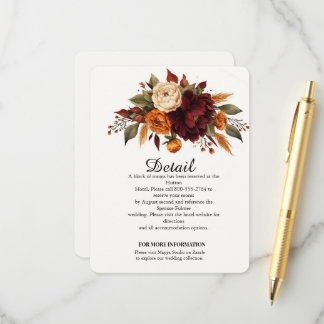 D'accompagnement Carte d'information de mariage florale automnale é