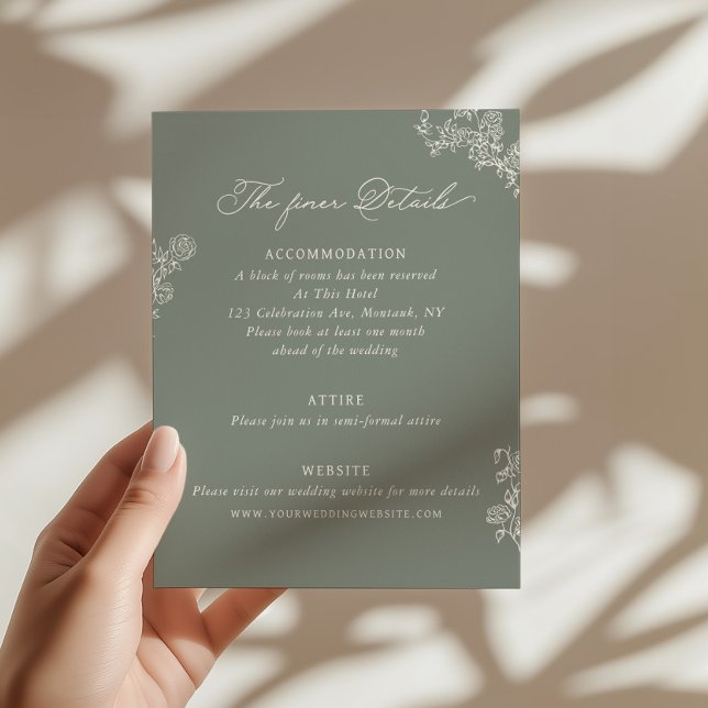 D'accompagnement Carte d'information de mariage florale sauge vinta (Créateur téléchargé)