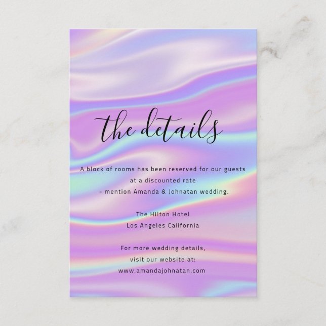 D'accompagnement Carte d'information de mariage holographique (Devant)