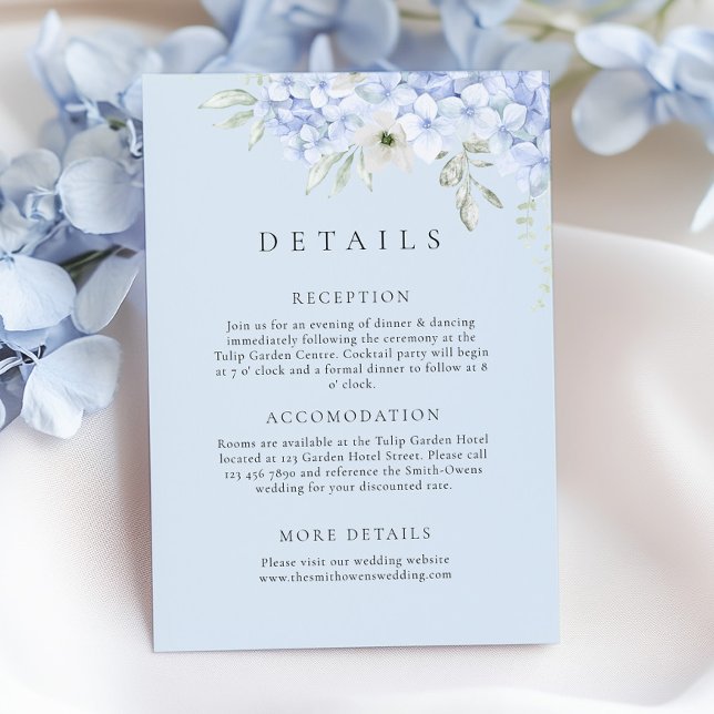D'accompagnement Carte d'information de mariage Hydrangea Bleu (Créateur téléchargé)