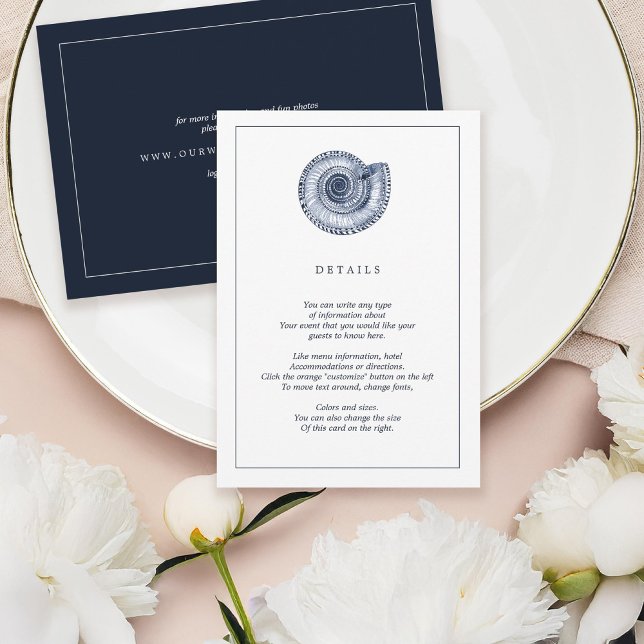 D'accompagnement Carte d'information de mariage Marine Sea Shell Be (Créateur téléchargé)