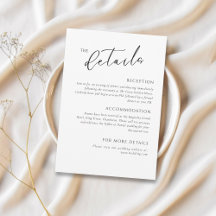 Carte d'information de mariage minimaliste élégant