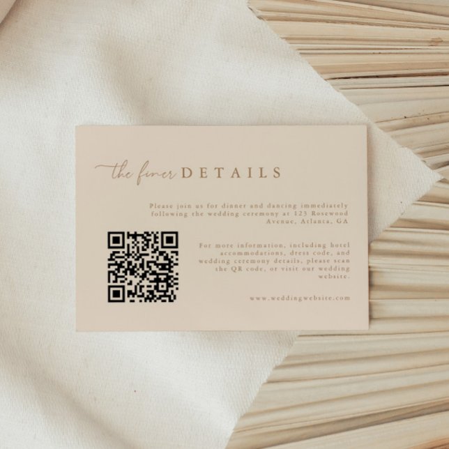 D'accompagnement Carte d'information de mariage moderne beige avec  (Créateur téléchargé)
