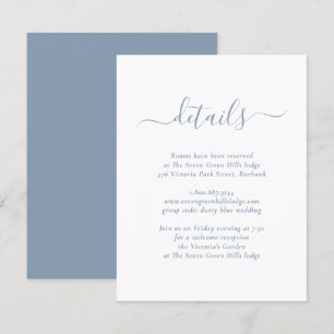 D'accompagnement Carte d'information de mariage moderne bleu poussi