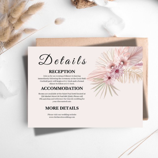 D'accompagnement Carte d'information de mariage neutre Boho botaniq (Créateur téléchargé)