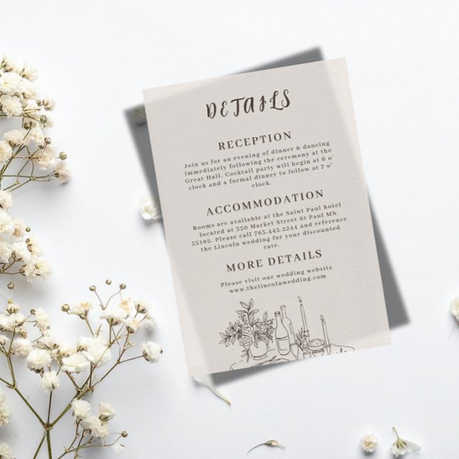 D'accompagnement Carte d'information de mariage romantique minimali (Créateur téléchargé)