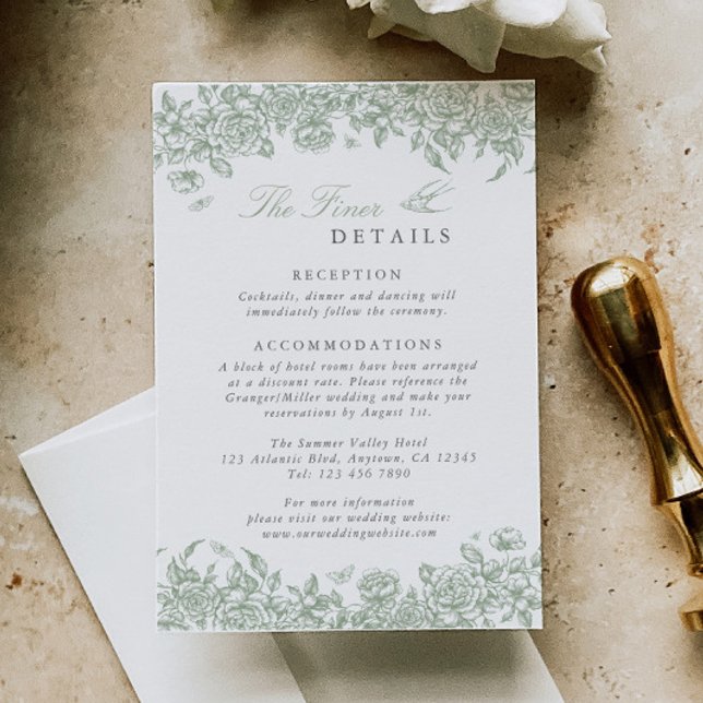 D'accompagnement Carte d'information de mariage Sage Toile Florale (Créateur téléchargé)