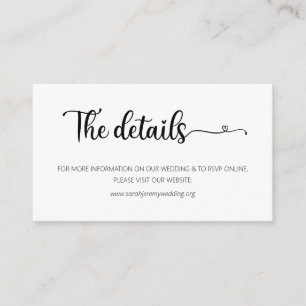 D'accompagnement Carte d'information de mariage simple avec site we